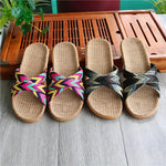 Linen slippers for women in summer indoor couple home anti slip thick soled home cool slippers for men in summer