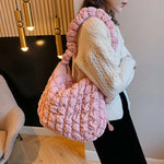 Large Capacity Puffer Crossbody Bag Pleated Nylon Cloud Shoulder Bag Tote Bucket Designer Bag Ruched Fashion Lady Dumpling Buns