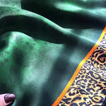 [BYSIFA] New Emerald Green Silk Scarf Women Brand Leopard Printed Square Scarves 90*90cm Fashion Accessories Headscarves Hijabs