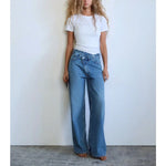 Spring New Women's High Waist Wide Leg Cotton Straight Jeans Multiple Colors 2025 Faion Ladies Premium Denim Trousers