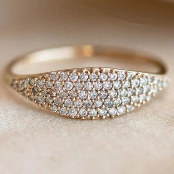 Sparkling Cubic Zirconia Gold Color Ring Women Temperament Elegant Wedding Engagement Accessories Fashion 2025 Jewelry