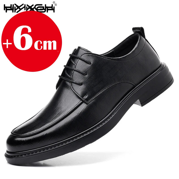 Spring/Summer Men 37-45 Men's Flat/6CM Heightening Elevator Shoes Business Formal Leather Shoes Man British Casual Wedding Suit