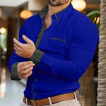 2025Men's Shirt Button Up Casual Shirt Long Sleeve Line Patchwork Shirt Everyday Resort Wear Casual Comfort Casual Elegant Plus