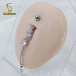 6-16mm Length Barbell Belly Button Rings Micro Inlaid CZ Zircon Crown Pendant Navel Bar Piercing Anti Allergic Women's Jewelry