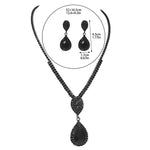MYYA Water Drop Necklace Earrings Set Black Simple Water-drop Pendant Necklace Earrings Jewelry Set Wedding Prom Party Gift