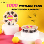 TDANCE 1000 Fans Loose Fan Mixed Length Pointy Base Premade Fans Sharp Thin Slim Medium Stem Volume Russian Eyelashes Extensions