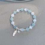 UMQ Hot Selling Star Feather White/Sky Blue Crystal Beaded Strand Women's Bracelets Fashion Jewelry Accessories Wholesale