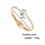 Classic stainless steel zircon enamel women's bracelet, high quality waterproof metal bracelet, wedding party jewelry