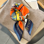 2025 Luxury Horse Print Female Silk Neck Scarf Square Hair Scarves Foulard Head Band Shawls Wraps Neckerchief Bandana Women