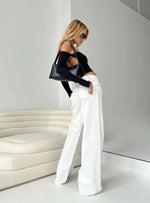 Korean-style Casual Loose Wide-leg Jeans. New Fashionable, Simple and Casual Floor-length Jeans for Ladies in All Four Seasons