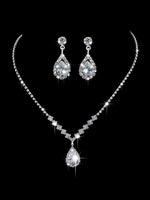 3 Wedding Season Women's Fashion Droplet Necklace and Earring Set Banquet Party Accessories 4055