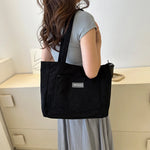 Women Large Capacity Shoulder Bags with Pockets Compartments Cord Tote Bag Handbags for School Work Shopping