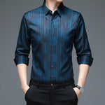 New Men's Casual Printed Long Sleeved Lapel Shirt for Spring and Autumn Fashion Comfortable Wrinkle Free Top Without Ironing