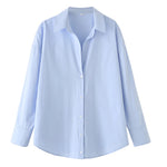 TRAF 2025 Shirts Blouses New Long Striped Shirt Women Long Sleeve Casual Shirts Large Tops Summer Plain Button Up Shirts 088