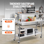 SucceBuy Stainless Steel Work Table Commercial Food Prep Worktable with Casters Heavy Duty Prep Worktable for Restaurant Home