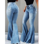 Women Slim Fit Denim Pants Bell Bottom High Waist Bootleg Jeans Stretch Female Flare Trouser Fashion Wide Leg Ripped Trousers