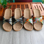 Linen slippers for women in summer indoor couple home anti slip thick soled home cool slippers for men in summer