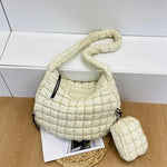 G5AE Womens Quilted Puffer Shoulder Bag Large Capacity Lightweight Handbag with Purse