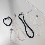 Shiny Transparent Crystal Irregular Beaded Bracelet for Women Korean Mulit-cut Pink Glass Chain on the Hand Jewelry Girls Gifts