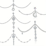 Drperfect Stainless Steel Unique Belly Button Ring with Waist Chain Dangle Rings Bikini Body Chain Waist Chains Fashion Jewelry