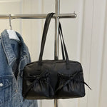 Cute Bow Tie Design Underarm Bags for Women 2025 Y2K Korean Fashion Handbags and Purses Pu Leather Shoulder Bag Designer Bag