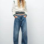 Spring 2025 New TRF Women's Loose Wide Leg Denim Jeans Multi-Color Balloon Silhouette l Waist Jeans Casual Loose Fit
