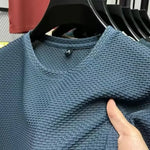 Ice Silk Bamboo Node Men's Short Sleeve T-Shirt Summer Pure Color Elastic Comfortable Cool Feeling Casual Versatile Thin Trendy