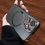 Luxury Nanometer Frosted For Magsafe Lens Glass Protector Case For iPhone 16 15 14 13 12 Pro Max Magnetic Wireless Charge Cover