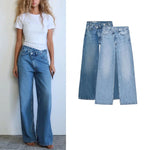 Spring New Women's High Waist Wide Leg Cotton Straight Jeans Multiple Colors 2025 Faion Ladies Premium Denim Trousers