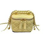 Versatile Tweed Styleargyll Chain Handle Double Ball Box Small Square Bag Trendy Single Shoulder Slant Cross Bag Makeup Bag