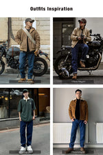 Maden Washed Denim Jeans 12.8 oz Retro Loose Straight Trousers Baggy Pants Oversize 28-38 Fashion Men’s Clothes 2 Colors