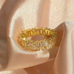 Classic Baguette Cubic Zirconia Engagement Rings for Women Luxury 18K Gold Color Plated Wedding Party Jewelry