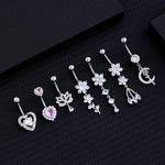 14G Heart Flower Shaped Navel Piercing Ornament Water Drop Belly Button Piercing Pendant Belly Nombril Piercing Women Jewelry
