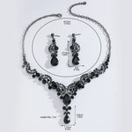 FYUAN Black Water Drop Crystal Necklace Earrings For Women Wedding Bride Jewelry Sets