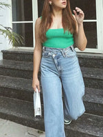 TRAFZA Women 2025 Fashion Straight Jeans Vintage Solid Casual High Waist Wide Leg Denim Pants High Street Lady Trousers Jeans