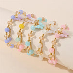 Fashion Crystal Butterfly Pendant Bracelet Colorful Imitation Ceramic Beaded Stretch Bracelets For Women Girls Birthday Gifts