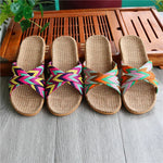 Linen slippers for women in summer indoor couple home anti slip thick soled home cool slippers for men in summer