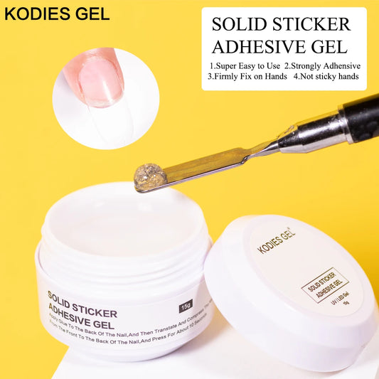 KODIES GEL Solid Nail Glue 15g False Nail Tips Glue Adhesive Strong Manicure Press On Nails Pudding Gel for Extension Prolong Ar