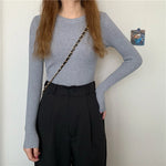 2025 New Women Sweater Autumn Winter Long Sleeve Pullover Basic Top Fashion O-neck Elastic Female Winter Solid Knitted Jumper