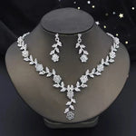 3 Pcs Sweet Jewelry Set Exquisite Rhinestone Pendant Banquet Party Women Fashion Romantic Crystal Necklace Earring Accessory Set