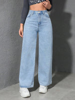 Jeans Women Vintage Wide Leg Pants Denims High Waist Washed Distressed Basics Straight Trousers 2025 Streetwear Floor Length