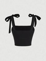 Solid Tie Shoulder Ruched Wide Strap Slim Fit Crop Top for Women Summer 2024 Y2K Clothes Pink Backless Cami Top Streetwear