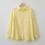 2025 Summer Autumn Long sleeve Linen oversized blouse Basic Shirt