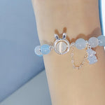 Fashion Rabbit Pendant Crystal White Opal Moonstone Bracelet for Women Handmade Natural Stone Beaded Strand Bracelets Jewelry