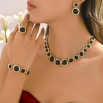 5PCS Metal Sphere Necklace Simple Luxury Resin Cord Bracelet for Women Elegant Ring Earring Post Party Accessory Vacation Gifts