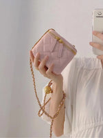 Versatile Tweed Styleargyll Chain Handle Double Ball Box Small Square Bag Trendy Single Shoulder Slant Cross Bag Makeup Bag