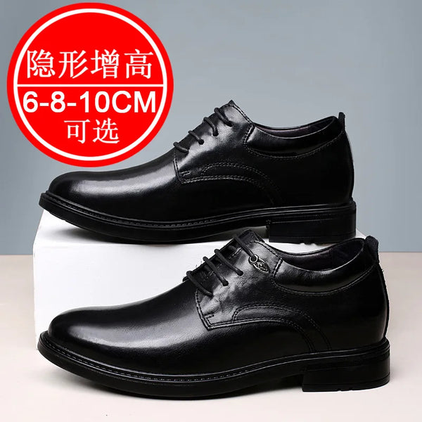 Leather Casual Elevator Shoes for Men 10cm Invisible Height Increase Casual Sneakers Business Formal Shoes
