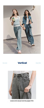 Semir Jeans Women 2024 New Winter Style with Fleece-Lined Floor-Length Trousers Hong Kong Style Wide-Leg Trousers