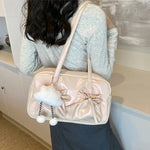 Korean Version Sweet Girly Style Shoulder Bag Fashion Pleated Handlebags for Women PU Leisure Armpit Bag Female Hand Bags Purse