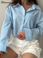 Blue Oversize Women Cotton Linen Shirts And Blouses Long Sleeve Summer Basic White Office Women Shirts Loose Top For Woman Linen